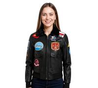 Infinity Leather Femme Air Force A2 Flight en cuir à col en peau de mouton Blouson Bombardier