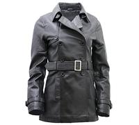 Infinity Leather Femmes 3/4 Noir Dames Agneau Nappa Trench en Cuir