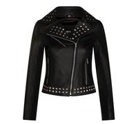 Infinity Leather Femmes Noire cuir Veste gothique motard cloutée