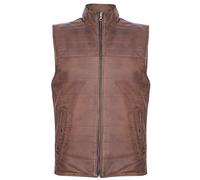 Infinity Leather Gilet Matelassé en Fourrure Matelassée en Cuir Réversible en Cuir Marron Noir 5XL
