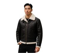 Infinity Leather Hommes Brun Crème B3 RAF Shearling Peau de mouton Cuir aviateur bombardier volante veste