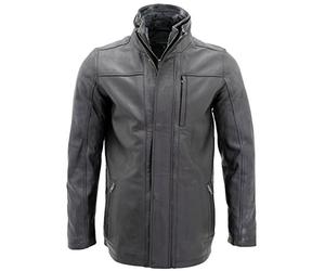 Infinity Leather Hommes mi-longueur veste en cuir noir chaud classique