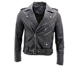Infinity Leather Hommes Noir Brando Veste motard en cuir