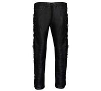 Infinity Leather Jeans Motard en Cuir de Vachette Noir avec Lacets 42