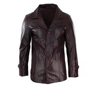 Infinity Leather Manteau pour Homme en Cuir véritable Style Crombie Classique Chic décontracté - Bordeaux 4XL
