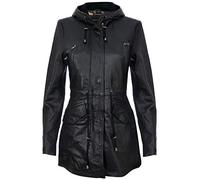 Infinity Leather Parker à Capuche en Cuir Noir Pour Femme Trench Manteau Multi-Poches 5XL
