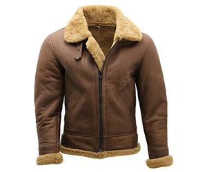 Infinity Leather Peau de Mouton en Peau de Mouton B3 Marron Pour Homme WW 2 Bombardier de Cuir Aviateur en Cuir