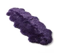 Infinity Leather Tapis Luxe en Peau de Mouton véritable 100% Laine Naturelle, Doux, Soyeux et Moelleux. Idéal pour Chambre, canapé ou Sol. Chaud et Respirant. Parfait! (180 x 60 cm) (Violette)