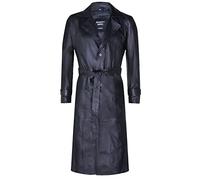 Infinity Leather Trench Long Classique en Cuir Noir Pour Homme XL