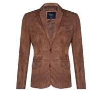 Infinity Leather Veste Blazer en Daim Bronzer Pour Homme Manteau Ajusté en Cuir Véritable Italien Doux 4XL