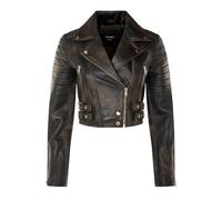 Infinity Leather Veste Courte Pour Dames Frotter Noir Body Court Top Gothique Chic Motard Veste en Cuir Véritable 3XL