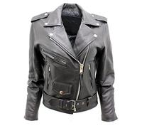 Infinity Leather Veste de Motard en cuir noir élégante Brando de femme