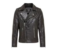 Infinity Leather Veste de motard pour homme en cuir de vachette noir imprimé alligator en relief