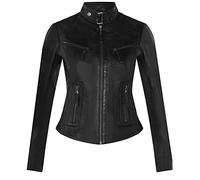 Infinity Leather Veste de Moto Classique en Cuir Véritable Noir Pour Femmes, Coupe Mince, Mode XS