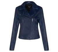 Infinity Leather Veste en Cuir Bleu pour Dames de Style Classique pour Motards S