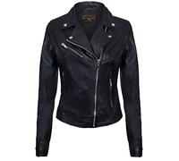 Infinity Leather Veste en Cuir Noir pour Dames de Style Classique pour Motards 2XL