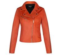Infinity Leather Veste en Cuir Orange pour Dames de Style Classique pour Motards XL