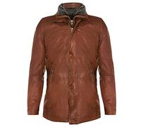 Infinity Leather Veste en Molleton Chaud Mi Longue Classique en Cuir à Col Amovible pour Homme