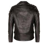 Infinity Leather Vintage noir Brando «LIVE TO RIDE» Pour Hommes en Relief EAGLE en Cuir Moto Motard Veste