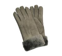 Infinity Leather Womens Gants en peau de mouton grise avec manchette en fourrure