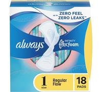 Infinity Lot De 18 Serviettes Hygiéniques Féminines Pour Femme,Taille 1,Absorption Régulière,Avec Ailes,Avec Flexfoam,Non Parfumées,18 Pièces