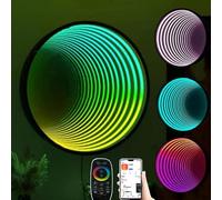 Infinity Mirror Tunnel Light 3D Single-Sided LED Mirror Light Sensory Infinity Light Color-Changing RGB Geometric Wall Decoration App Remote Control, 30cm
