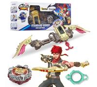 INFINITY NADO S7 Toupie avec Lanceur Arc Accélération Infinie, toupie métallique Type défense Rotation vers la Droite, Jouets pour garçons et Filles de 5+, kit de démarrage, Fiery Blast Wheel, Rouge