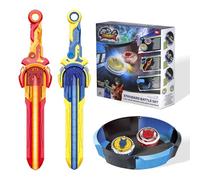 INFINITY NADO Set Combat toupie 2 lanceurs épée + arène | Arène modulaire, 2 toupies métal + 2 lanceurs épée. Combat top 5-12 ans, garçons & filles. Cadeau Fury Dragon & War Bear