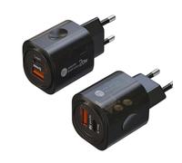 Infinity Paris Chargeur Rapide 20W - Double Port USB-C & USB-A, Technologie PD + QC 3.0, Design Noir Semi-Transparent Haute Qualité, Charge Universelle