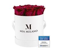 Infinity Roses Bordeaux - 3 ans de conservation - 9 vraies roses préservées dans une Flowerbox blanche durable I Cadeau Saint-Valentin I Fait main en Allemagne