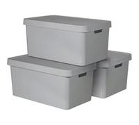 INFINITY Set de 3 boîtes de rangement avec couvercle 45L Veba Gris G