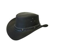 Infinity Unisexe Noir en Cuir Buisson Safari Aussie Style Cowboy Classique Occidental Outback Chapeau M