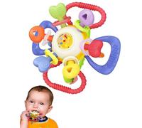 Infinno Jouet Dentition & Hochet Bébé 0-12 Mois Avec Anneau à Tirer - Jeux Multi-fonction en Silicone Sans BPA - Balle Sensoriel Coloré pour Soulager les Gencives (medium)