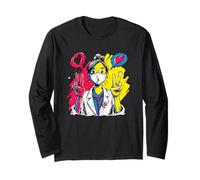 Infirmière Double Paix rétro Pop Personnage Graphique Signe Geste Manche Longue