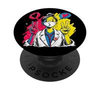 Infirmière Double Paix rétro Pop Personnage Graphique Signe Geste PopSockets PopGrip Adhésif