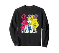 Infirmière Double Paix rétro Pop Personnage Graphique Signe Geste Sweatshirt
