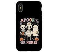 Infirmière effrayante des urgences d'Halloween squelette fantôme personnel médical RN Coque pour iPhone X/XS