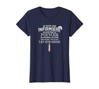Infirmière Humour - Je ne Peux Pas soigner Les Cons T-Shirt, Femme, Bleu Marine, XL