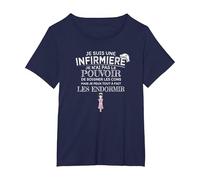 Infirmière Humour - Je ne Peux Pas soigner Les Cons T-Shirt, Femme Grandes Tailles, Bleu Marine, 5X