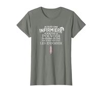 Infirmière Humour - Je ne Peux Pas soigner Les Cons T-Shirt, Femme, Vert Kaki chiné, S