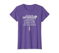 Infirmière Humour - Je ne Peux Pas soigner Les Cons T-Shirt, Femme, Violet Chiné, 3XL