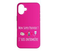 Infirmière Humour Mon Super Pouvoir Héro Sauver des Vies Coque pour iPhone 16 Plus