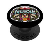 Infirmière Jour des Morts Día De Los Muertos Mardi Gras Mexicain PopSockets PopGrip Adhésif