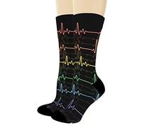 Infirmière Ou Médecin : Cadeaux Avec Ligne D'Électrocardiogramme Colorée Unisexe Chaussettes De Tennis Durabilité Chaussettes De Sport Comfort Chaussette De Travail Pour Intérieur Extérieur Marche