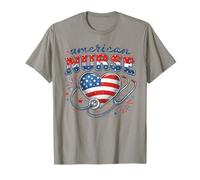 Infirmière Patriotique Drapeau américain cœur stéthoscope RN infirmière T-Shirt
