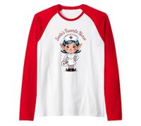 Infirmière préférée du Père Noël Mignonne Elfe Humour drôle Noël Manche Raglan