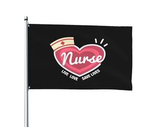 Infirmière Vivre Aimer Sauver Des Vies Drapeau Drapeau Jardin Imperméable Bannière Décorative Double Face Pour Vacances Intérieur Fête 3X5 Ft