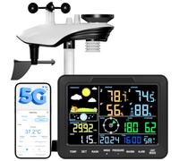 Infisync Station météo sans fil 14 en 1 avec capteur extérieur, station météo WiFi avec pluviomètre et éolienne, écran couleur 8,15" et prévisions météo IA pour jardin, terrasse et balcon