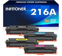 INFITONER 216A (avec Puce) Cartouches de Toner pour HP 216A W2410A Toner W2411A W2412A W2413A pour Color LaserJet Pro MFP M183fw M182n M182nw M155nw M155a M183 M182 M155 Noir Cyan Magenta Jaune