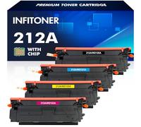 INFITONER Cartouche de Toner Compatible pour HP 212A W2120A 212X W2120X W2121A W2122A W2123A Color Laserjet Enterprise M555dn M554dn M555x Flow MFP M578z M578c M578f M578dn Noir Cyan Jaune Magenta